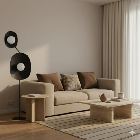 Lampe sur pied Lysia noire (2 lumières)