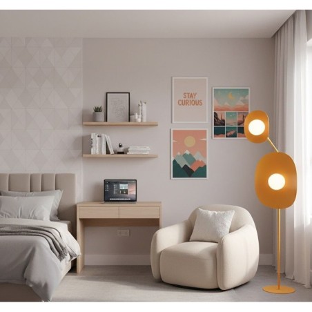 Lampe sur pied Lysia orange (2 lumières)