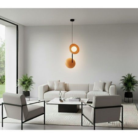 Suspension Elara orange+noir (2 lumières)