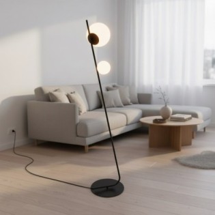 Lampe sur pied Zayra noire (2 lumières)
