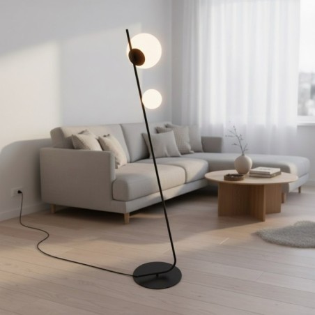 Lampe sur pied Zayra noire (2 lumières)