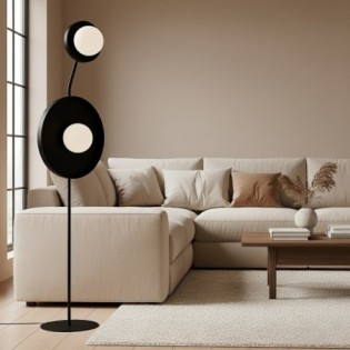 Lampe sur pied Novara noire (2 lumières)