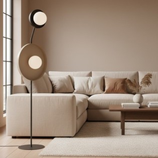 Lampe sur pied Novara noir+moka (2 lumières)