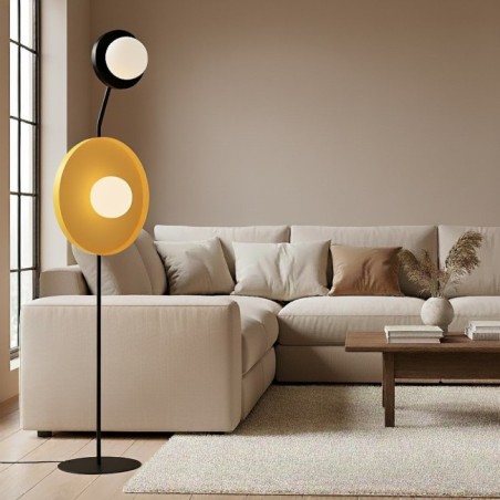 Lampe sur pied Novara noir+orange (2 lumières)