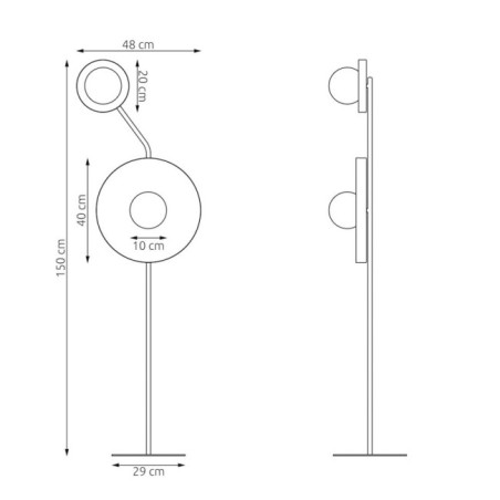 Lampe sur pied Novara noir+orange (2 lumières)