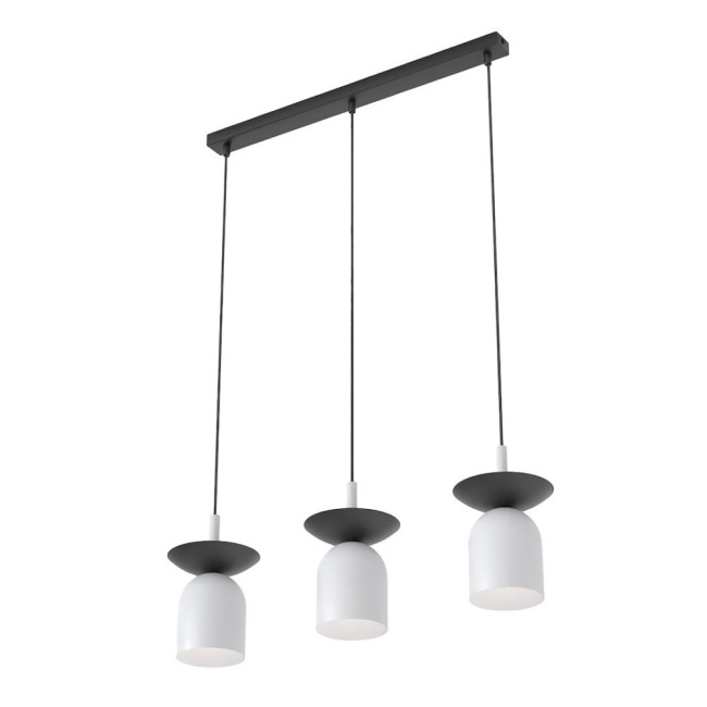 Suspension Lorenza gris+noir (3 lumières)
