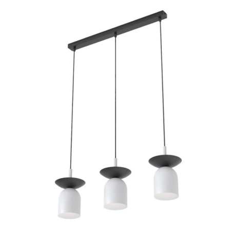 Suspension Lorenza gris+noir (3 lumières)