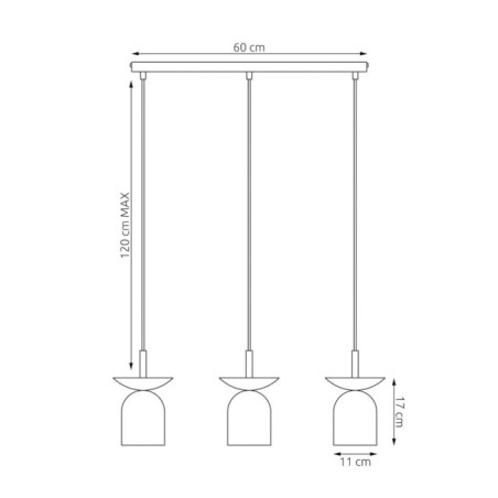 Suspension Lorenza moka+noir (3 lumières)