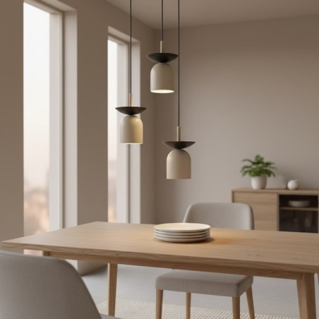 Suspension Lorenza II moka+noir (3 lumières)