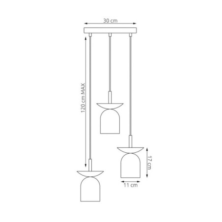 Suspension Lorenza II moka+noir (3 lumières)