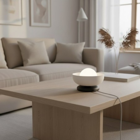 Lampe de table Fenko blanc+noir.