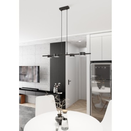 Suspension Kelvo noire (4 lumières)