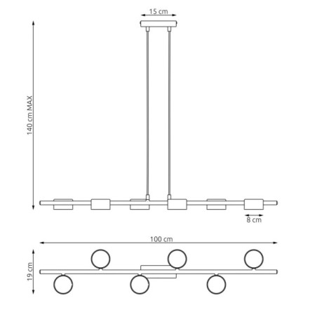 Suspension Kelvo noire (6 lumières)