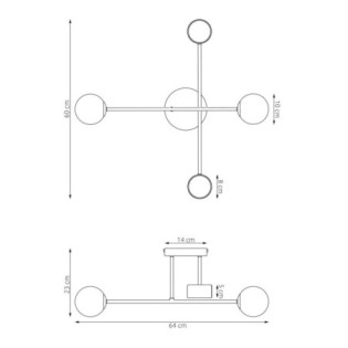 Lampe de plafond Varli noire (4 lumières)