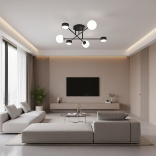 Lampe de plafond Varli noire (6 lumières)