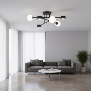 Lampe de plafond Varli noire (6 lumières)