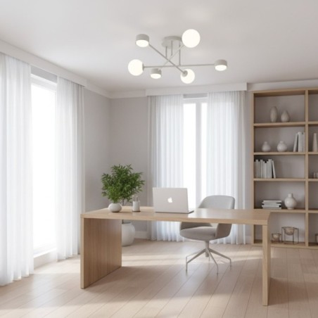 Lampe de plafond Varli blanche (6 lumières)