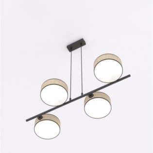 Suspension Troma en rotin+noir (4 lumières)