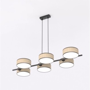 Suspension Troma en rotin+noir (6 lumières)