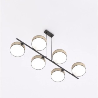 Suspension Troma en rotin+noir (6 lumières)