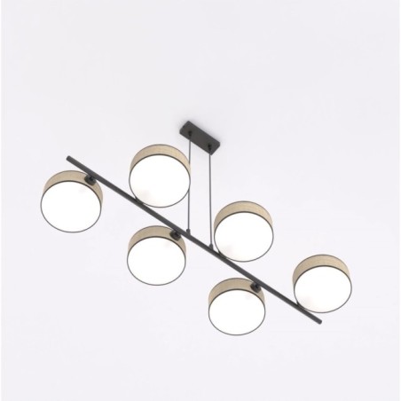 Suspension Troma en rotin+noir (6 lumières)