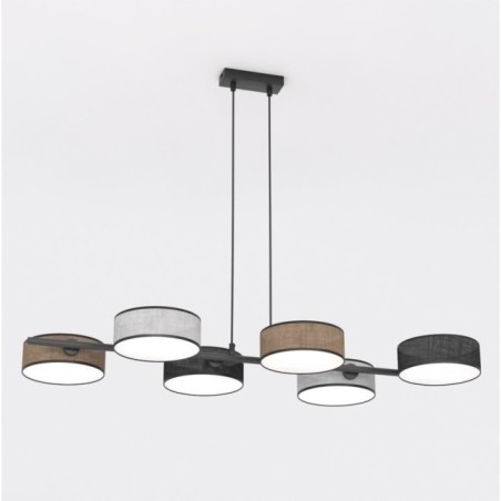 Suspension Troma noir+marron+gris (6 lumières)