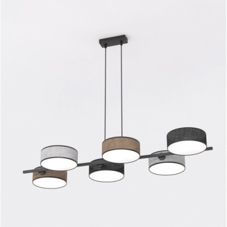 Suspension Troma noir+marron+gris (6 lumières)