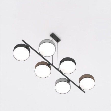 Suspension Troma noir+marron+gris (6 lumières)