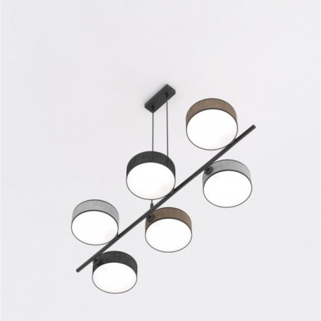 Suspension Troma noir+marron+gris (6 lumières)