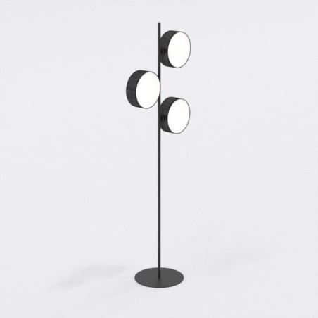 Lampe sur pied Troma noire (3 lumières)