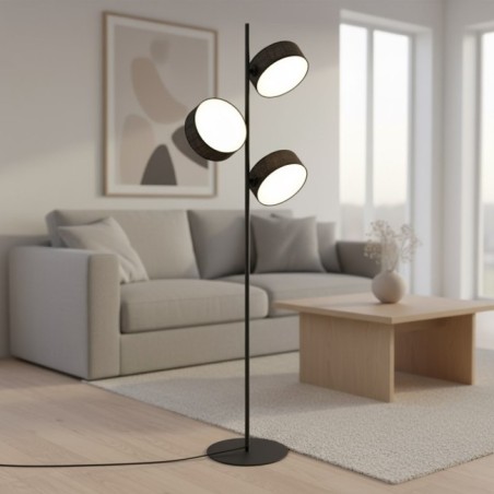 Lampe sur pied Troma noire (3 lumières)