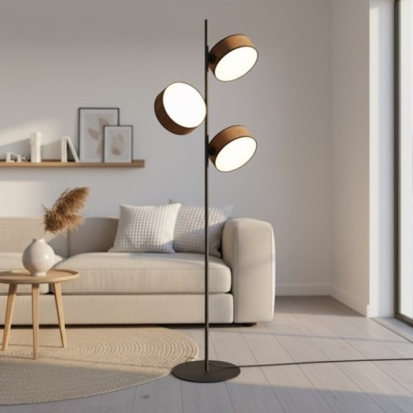 Lampe sur pied Troma marron+noir (3 lumières)