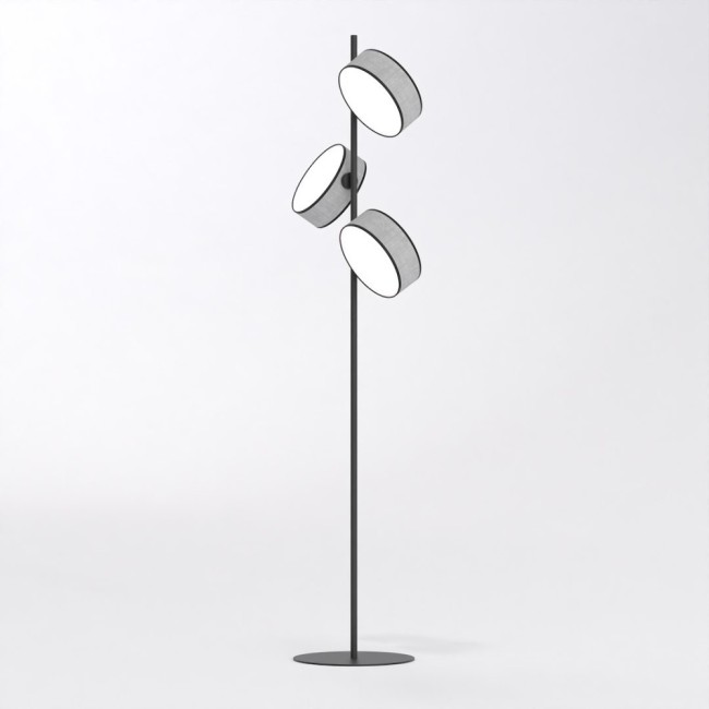 Lampe sur pied Troma gris+noir (3 lumières)