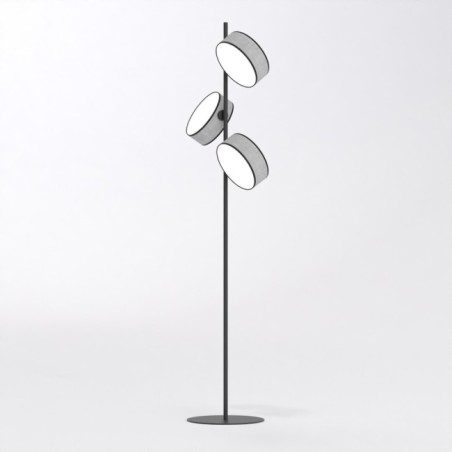 Lampe sur pied Troma gris+noir (3 lumières)