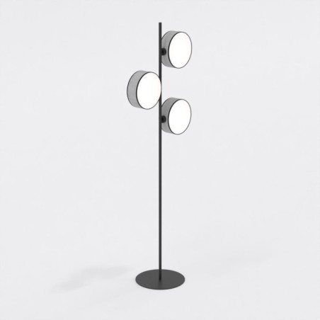 Lampe sur pied Troma gris+noir (3 lumières)