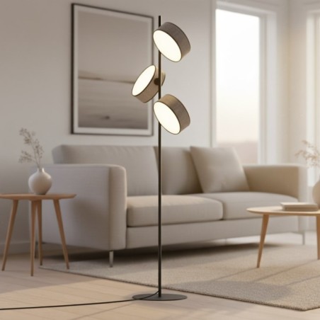 Lampe sur pied Troma gris+noir (3 lumières)