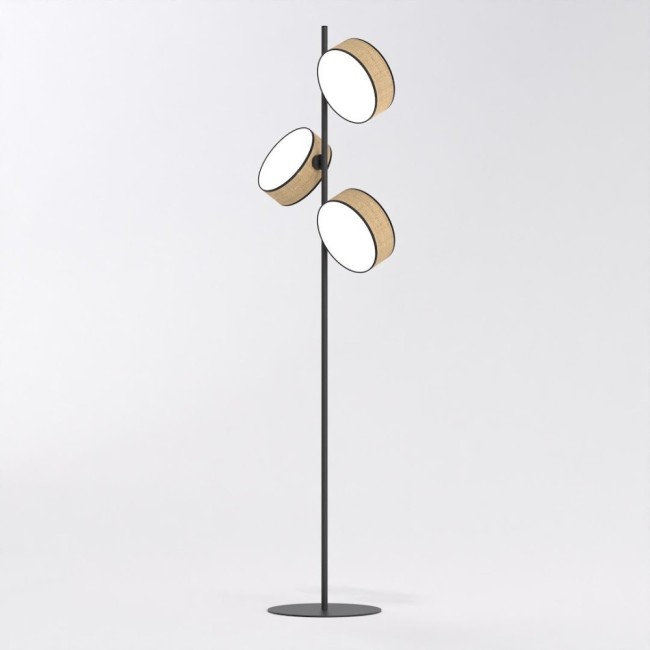 Lampe sur pied Troma ratan+noir (3 lumières)