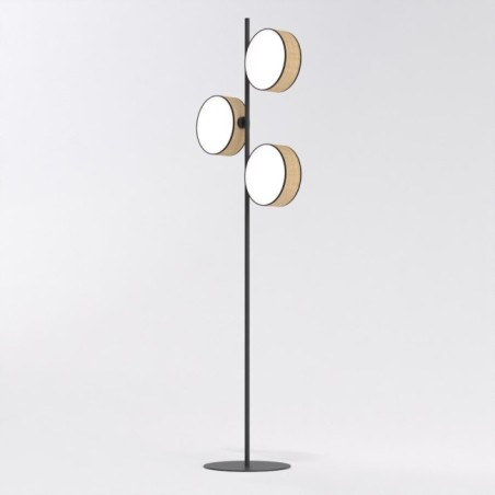 Lampe sur pied Troma ratan+noir (3 lumières)