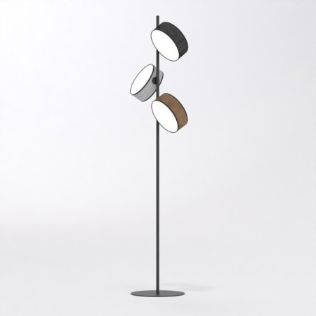 Lampe sur pied Troma noir+marron+gris (3 lumières)