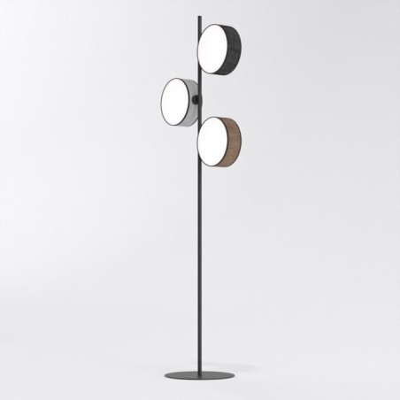Lampe sur pied Troma noir+marron+gris (3 lumières)