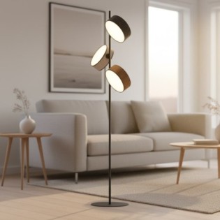Lampe sur pied Troma noir+marron+gris (3 lumières)