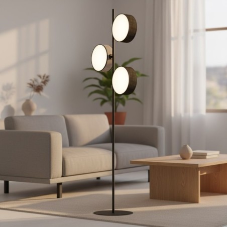 Lampe sur pied Troma noir+gris (3 lumières)