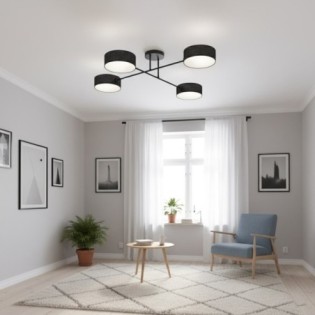 Lampe de plafond Lorix noire (4 lumières)