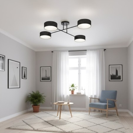 Lampe de plafond Lorix noire (4 lumières)