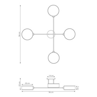 Lampe de plafond Lorix noire (4 lumières)