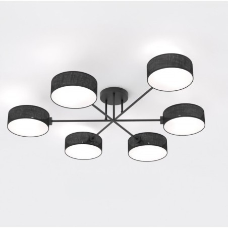 Lampe de plafond Lorix noire (6 lumières)