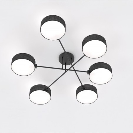 Lampe de plafond Lorix noire (6 lumières)