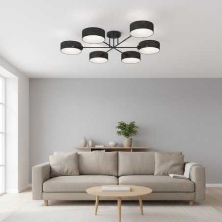 Lampe de plafond Lorix noire (6 lumières)