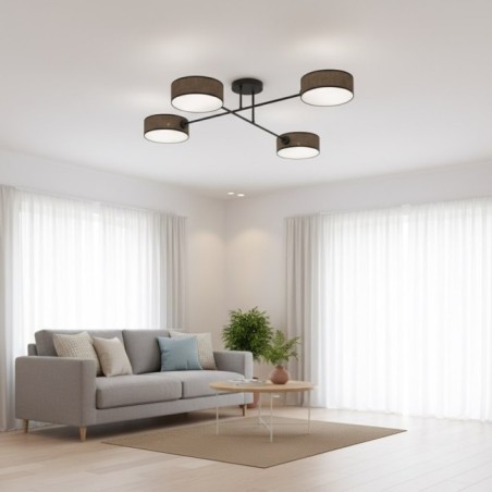Lampe de plafond Lorix marron+noir (4 lumières)