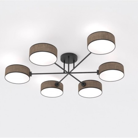 Lampe de plafond Lorix marron+noir (6 lumières)